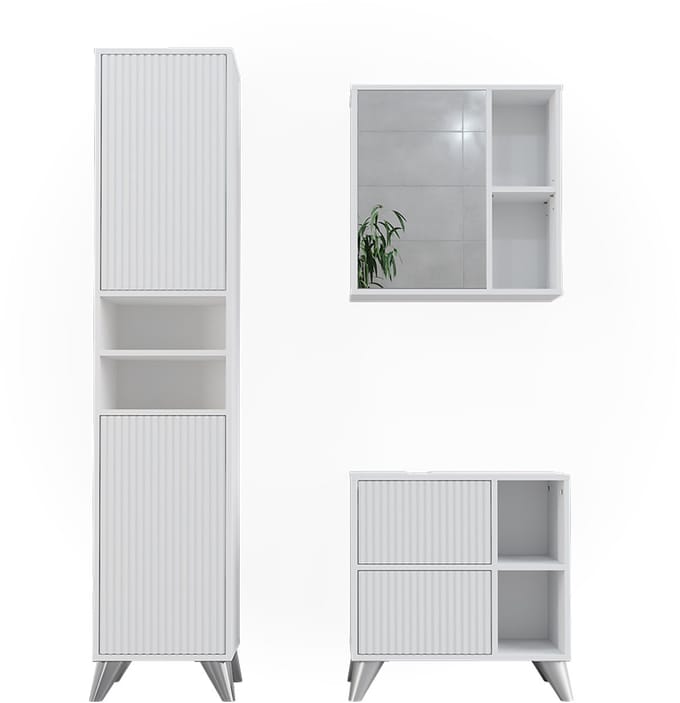 Vicco Badkamermeubelset Leano, Wit, 3-delig
