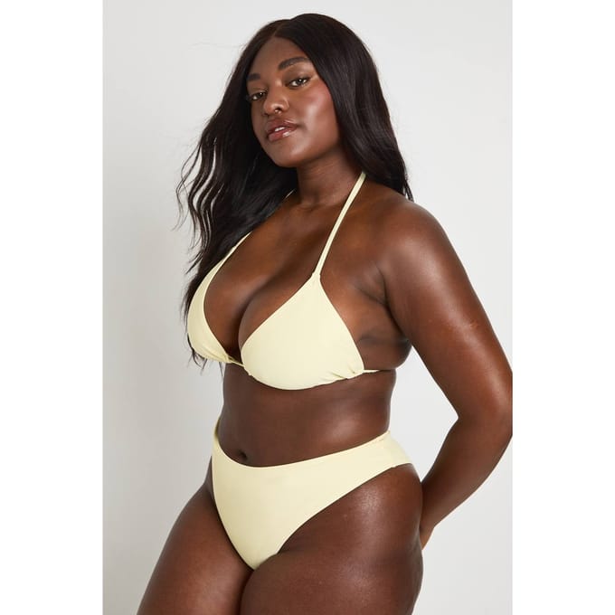 boohoo Dames Plus Essentials Effen Bikinibroekje | Citroen | Maat: 44