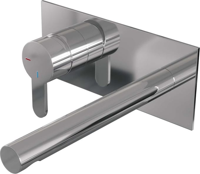 Brauer Chrome Edition inbouw wastafelmengkraan met rechte uitloop en afdekplaat model D2 chroom
