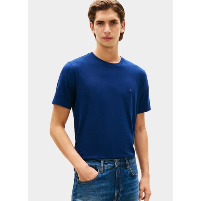 Tommy Hilfiger Flag Embroidery T-shirt Carbon Navy Größe: M | Basic T-Shirts Outlet | Herren | Blau