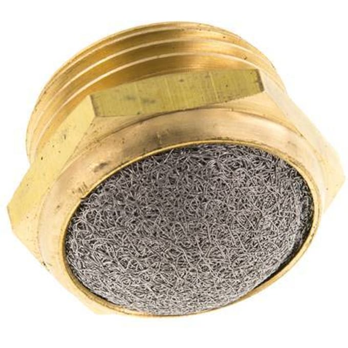 G1'' Messing Compacte Pneumatische Geluiddemper 1.4301 Draadgaas