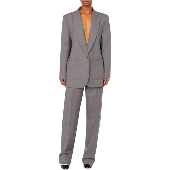 Moschino Gold Button Oversized Jacket Grey Größe: 48 | Outlet | Damen | Grau