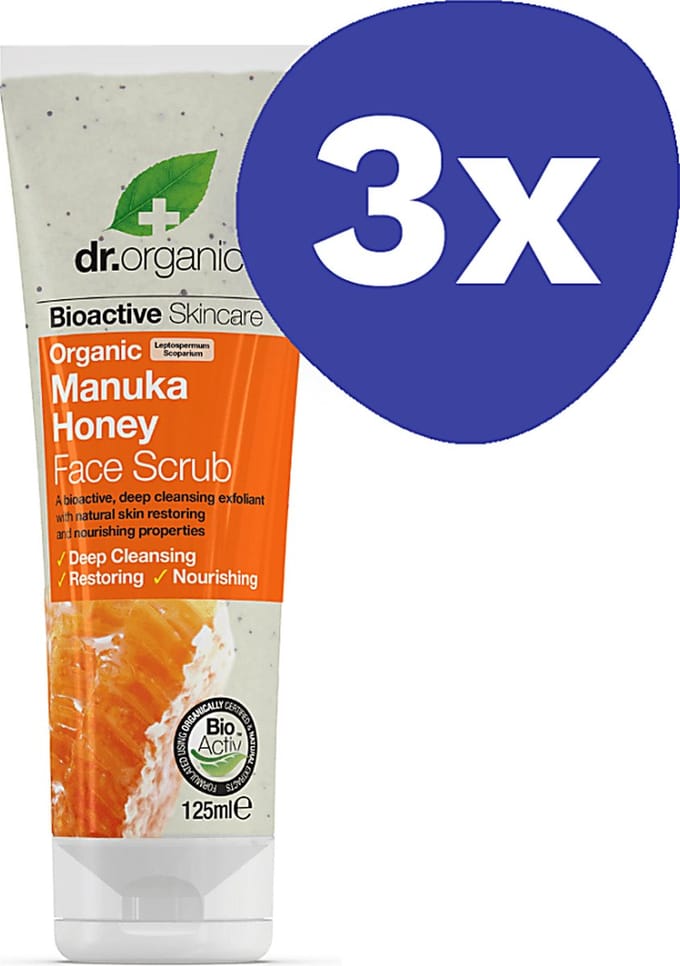 Dr Organic Manuka Honing Gezichtsscrub (3x 125ml)