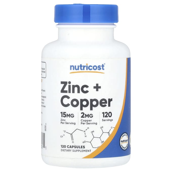 Nutricost, Zink + Koper, 120 Capsules