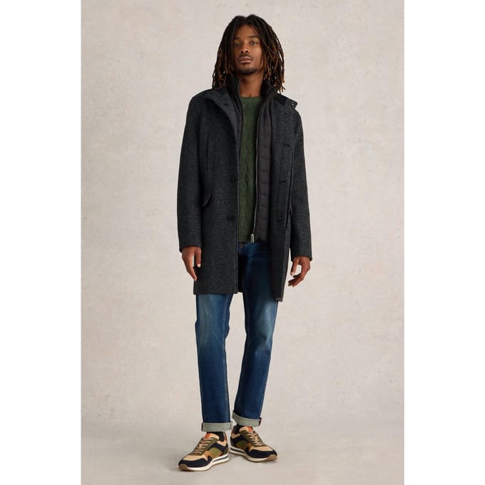White Stuff Wool Funnel Coat Dark Grey Taglia: M | Cappotti monopetto Outlet | Uomo | Grigio