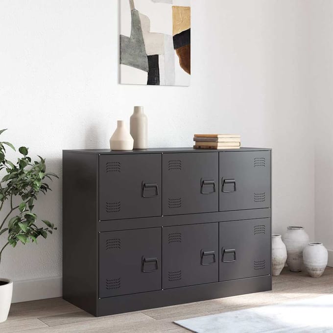 vidaXL - Dressoir - 99x39x73 - cm - staal - zwart
