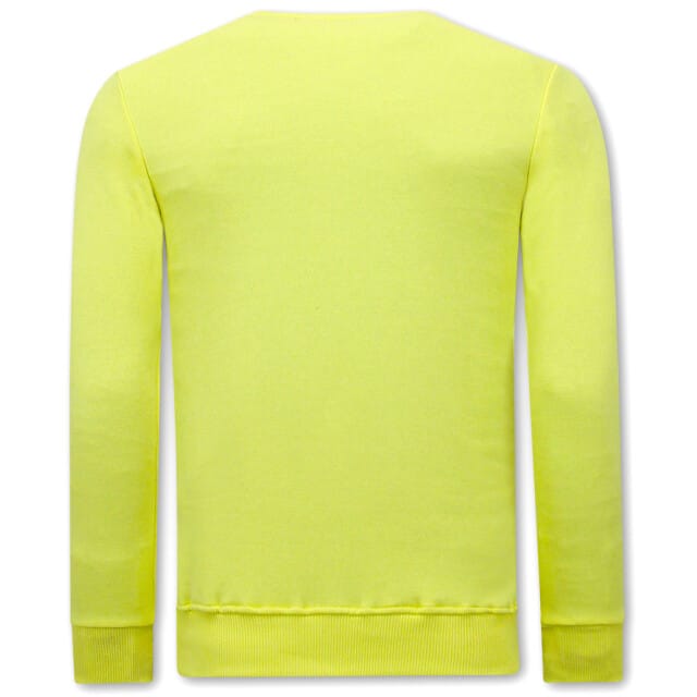 Heren Sweater met Print - Monster Teddy Bear - 3631 - Geel