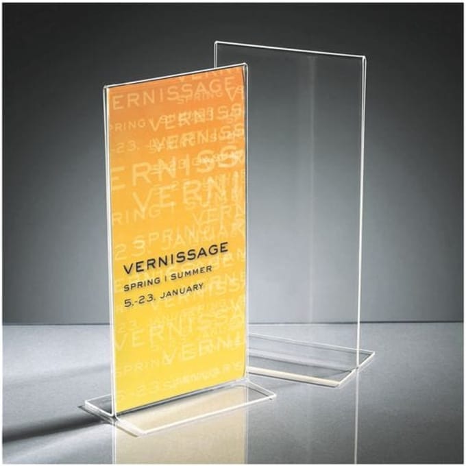 Sigel tafelstandaard 105x210mm glashelder recht T standaard acrylkaarthouder