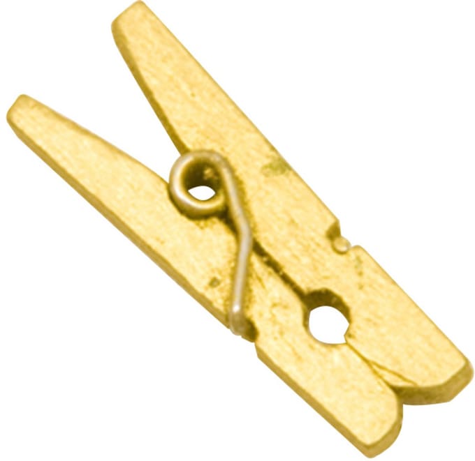 HOBI - 10 gouden mini houten wasknijpers 2,5 cm voor plaatskaarten