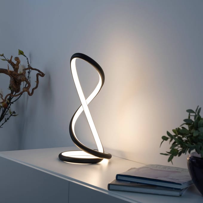 Paul Neuhaus LED tafellamp Twist, zwart, hoogte 42 cm
