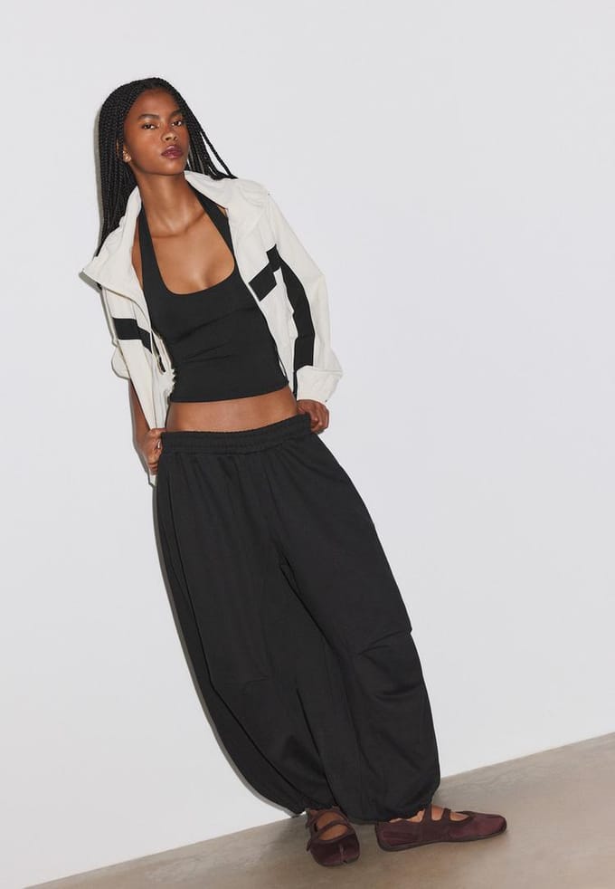 Stradivarius Balloon joggingbroek met stoppers  Zwart L