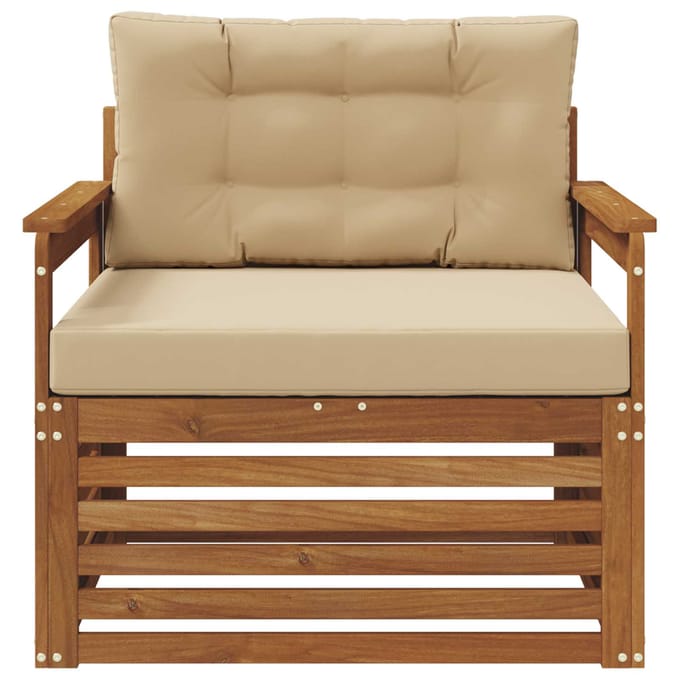 vidaXL - Buitensofa - Massief - Acacia - Hout - en - Polyester - Natuurlijk - en - Beige