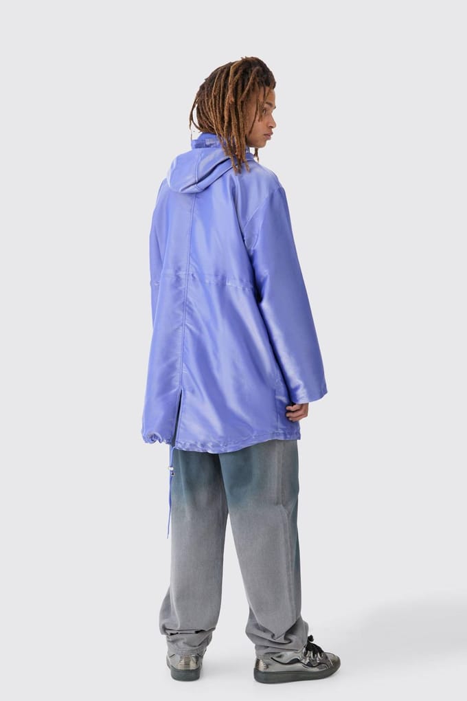 Liquid Metallic Parka Jacket | Blue | Size Medium