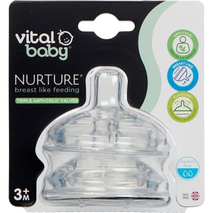 Vital Baby Nurture Medium Flow Flessenspenen - 2 stuks