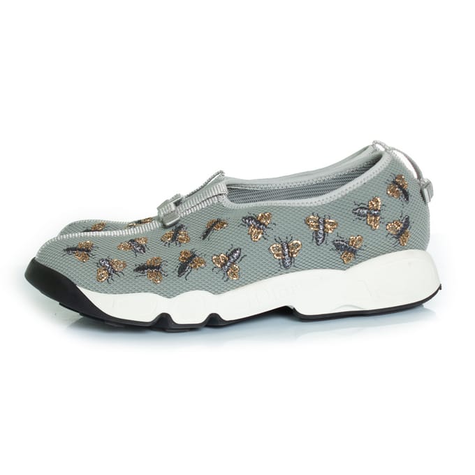 Dior grijze mesh fusion sneakers met bijenmotief