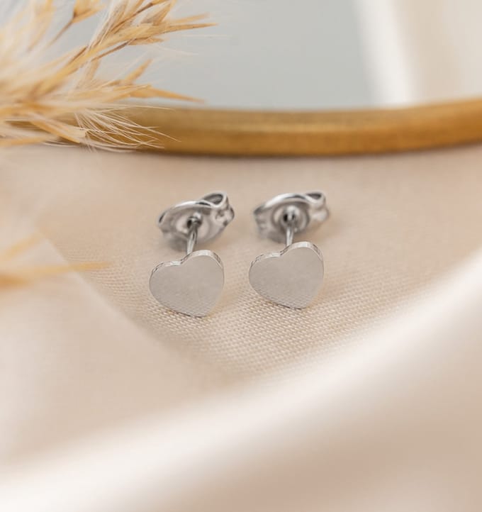 Oorbellen Hartjes | Stainless Steel Zilver