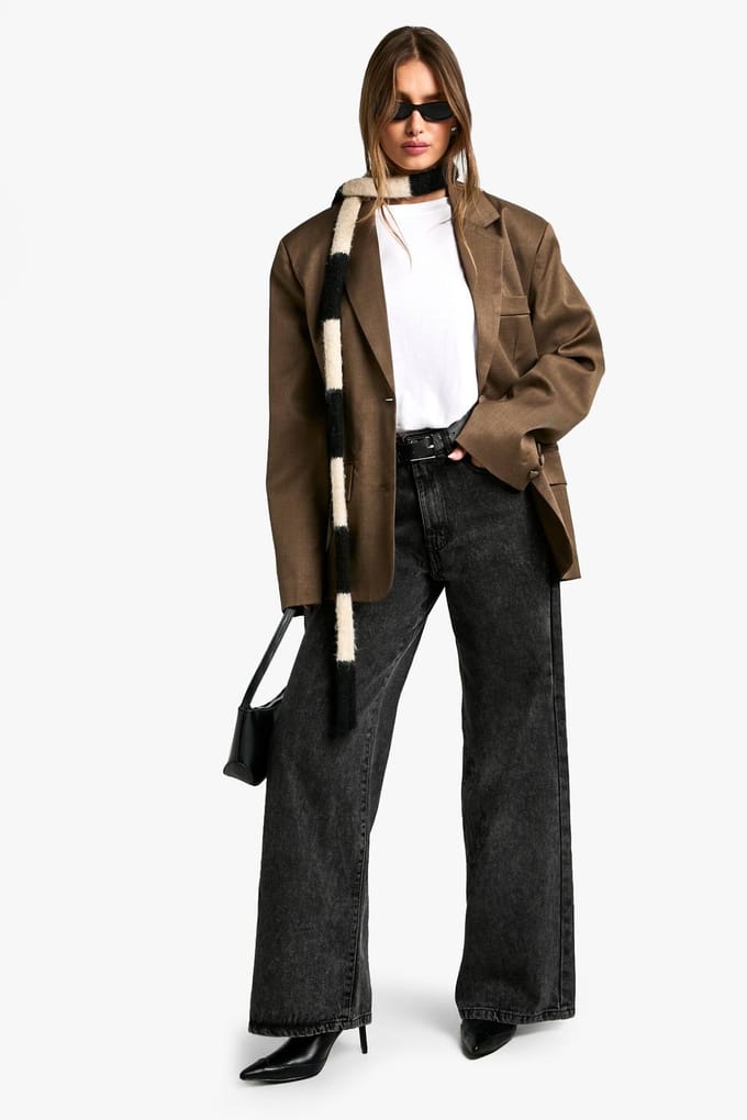 boohoo Dames Tailored Oversized Slouchy Blazer | Mokka | Maat: 36