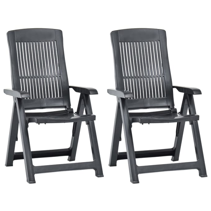 vidaXL - Verstelbare - klapstoelen, - 2 - stuks, - antracietkleurig - kunststof