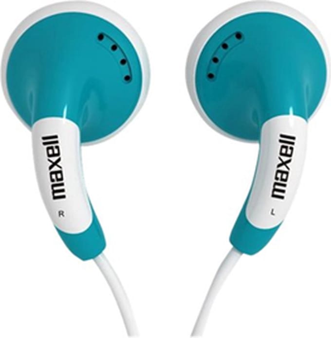 Maxell 303751 hoofdtelefoon/headset In-ear Blauw, Wit