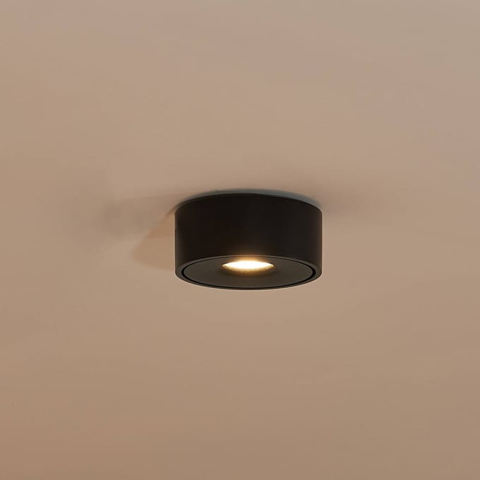 Arcchio LED plafondlamp Rotari, zwart, metaal, Ø 12 cm