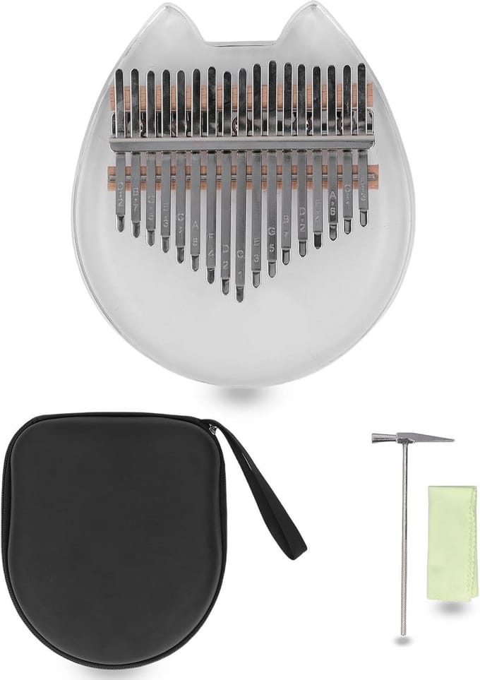 17-Tons Mini Kalimba Duimpiano Acryl met Gegraveerde Noten - Ideaal voor Beginners en Cadeau