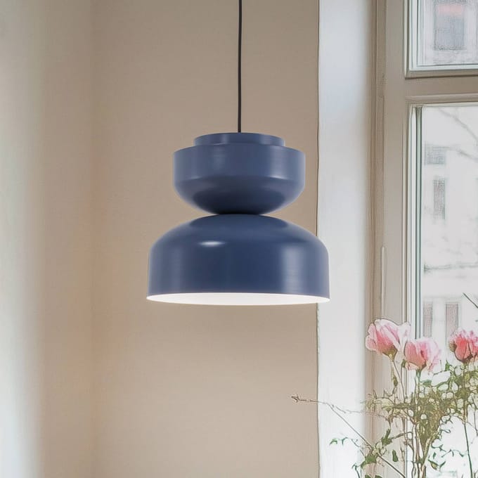 ALDEX Hanglamp Dalia, blauw, metalen kap, 30 cm
