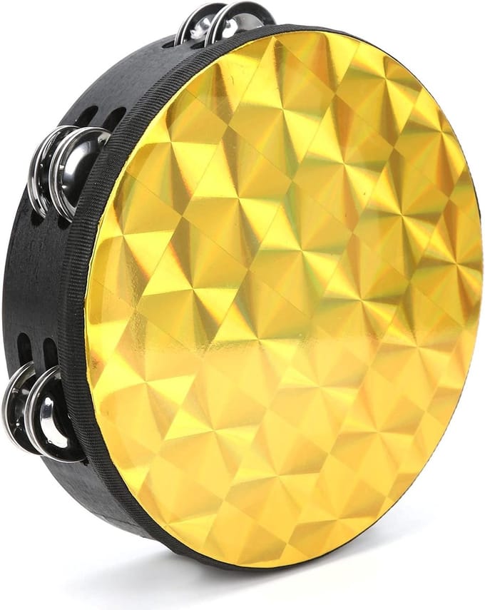 Handtamboerijn - Percussie Instrument - Muziek Maken - Stevig Polyester Vel - 8-inch - Gouden Vierkant
