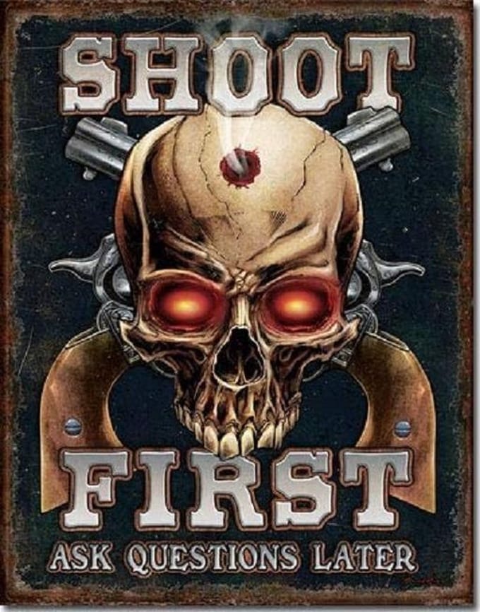 Wandbord - Shoot First Ask Questions Later