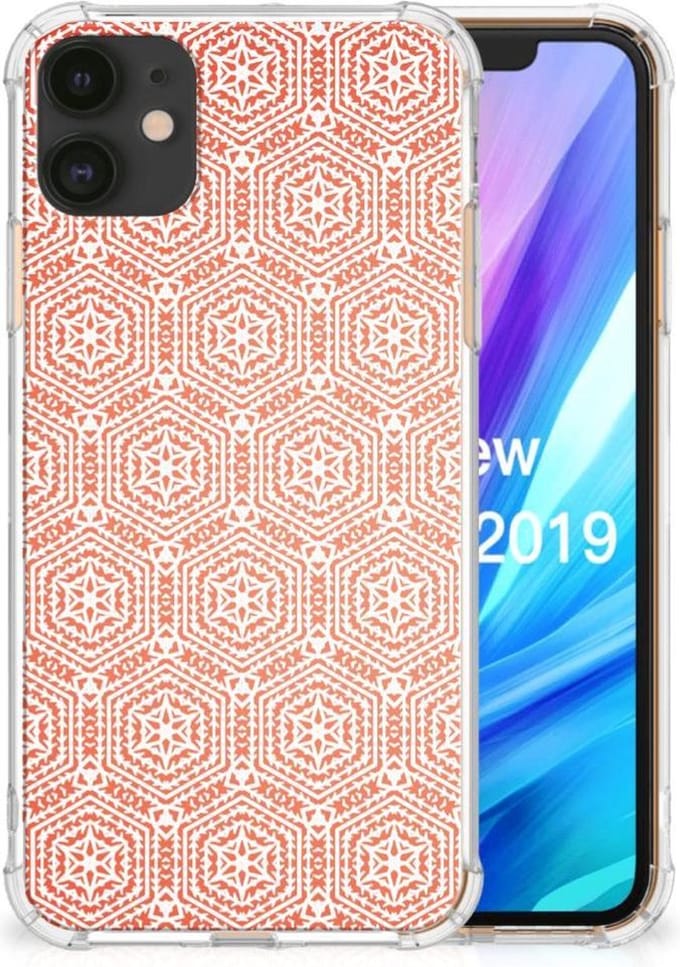 Apple iPhone 11 Doorzichtige Silicone Hoesje Pattern Orange