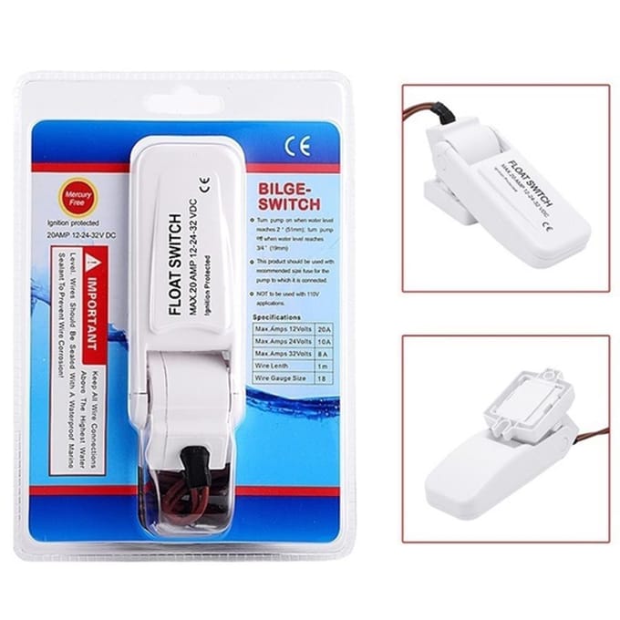 12V 1100GPH Automatische bootbilgepomp vlotterschakelaar lensschakelaars flowsensor voor elektrisch water wit