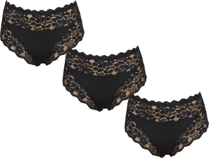 3-Pack Dames tailleslips JC met kant H805 Zwart - maat M