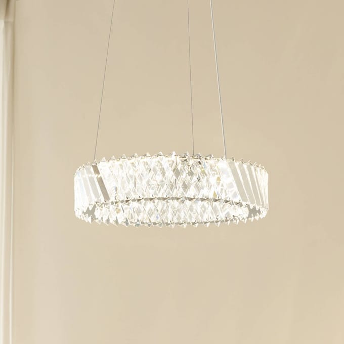 Lucande LED hanglamp Glacis, kristal, Ø 40 cm, chroom