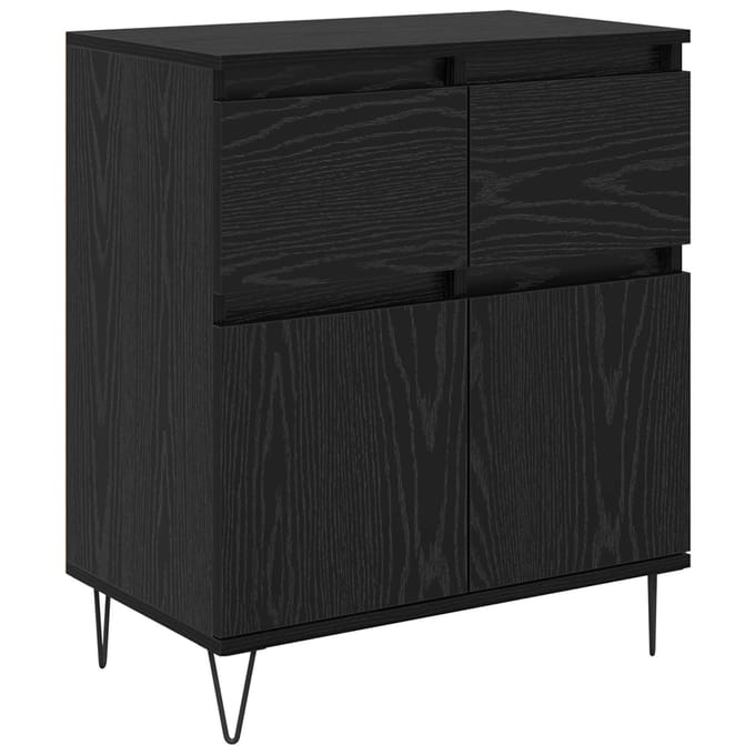 vidaXL Dressoir Zwart Eiken 60 x 35 x 70 cm Gemonteerd hout en ijzer