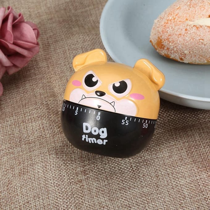 Mechanische Keukentimer Leuke Hond Handmatige Tellers voor Thuis Koken Herinneringshulpmiddel(Khaki) beige