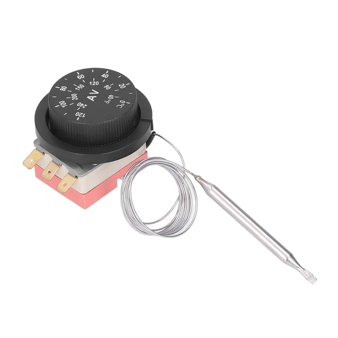 Interrupteur Thermostat de Ventilateur Électrique Réglable Conception 3 Broches Kit Sonde de Contrôle de Température gray