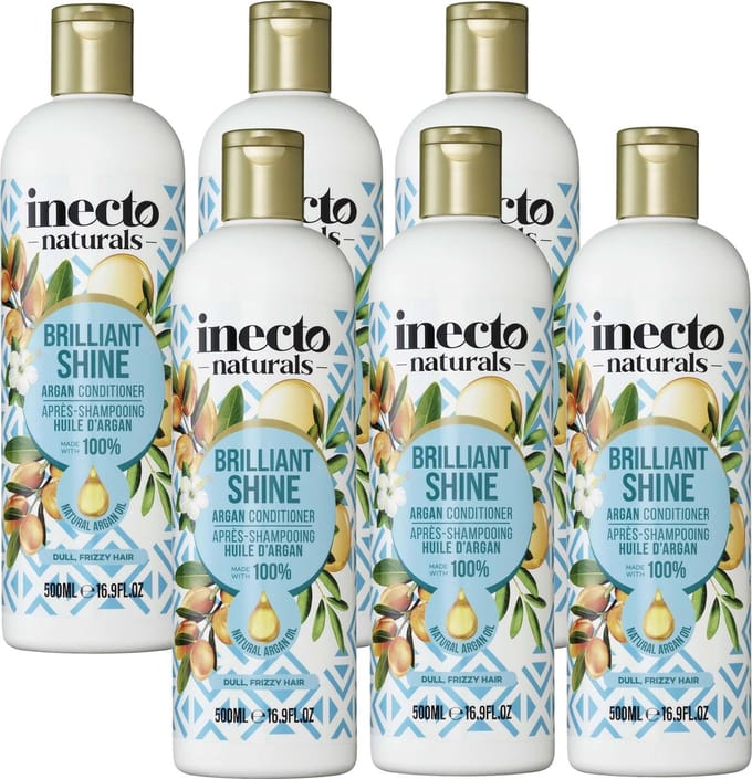 Inecto - Argan Conditioner - 6 Pak - Zijdezacht haar - Natuurlijk - Zuivere Arganolie