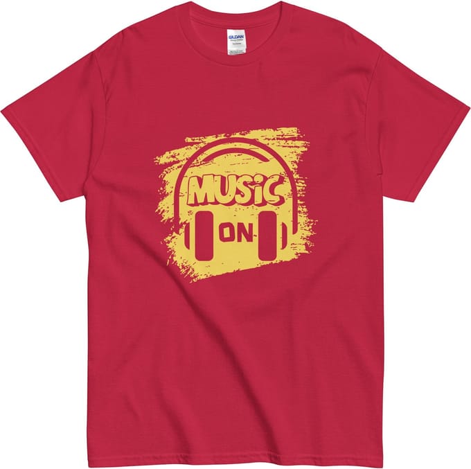Grappig Muziek Tshirt - Music On Design - Cadeau voor Muziekliefhebbers - Rood - M