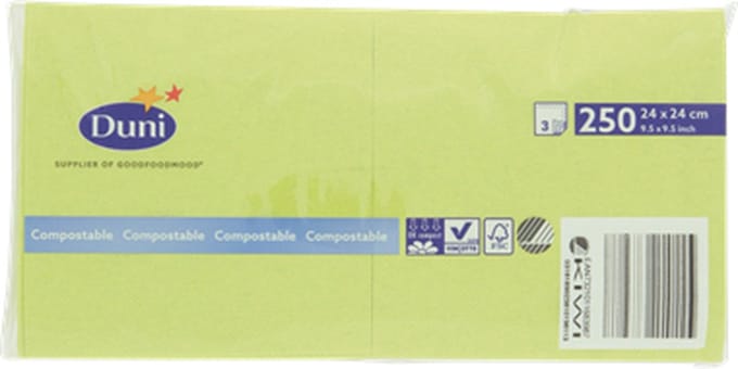 Duni  - Servetten tissue  - 24cm - 3 laags - kiwi - 250 stuks