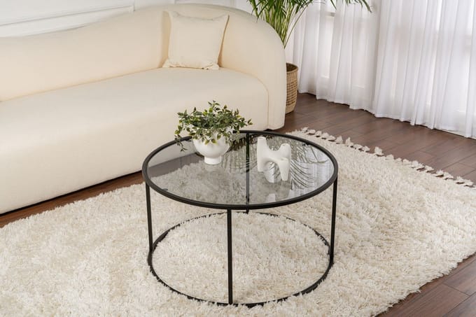 Skye Decor, Glazen salontafel, Aurum - 80 - Black, Grey, Gehard glas, Zwart & Grijs, 80 x 80 x 43 cm