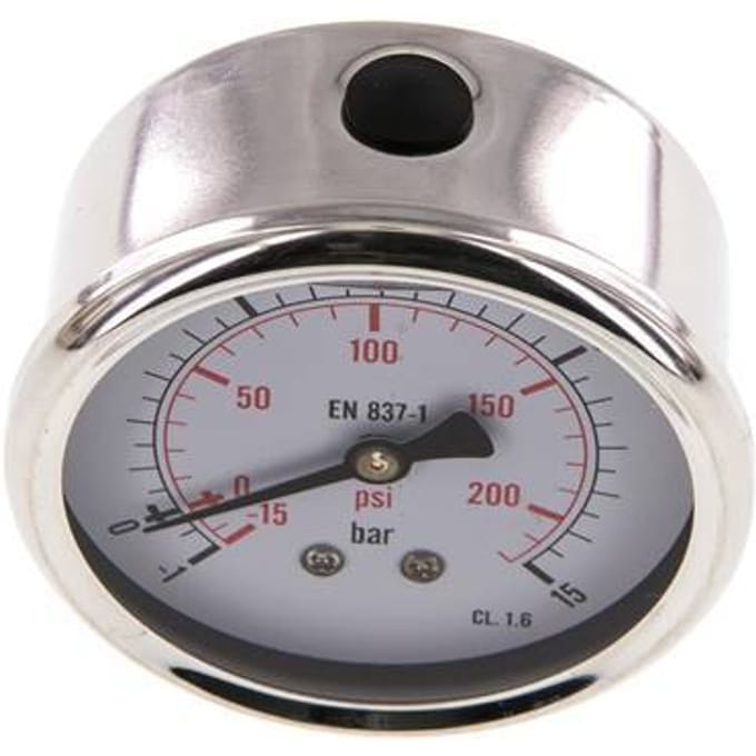 -1..15 Bar Glycerine Manometer Achteraansluiting RVS/Messing 63 mm Klasse 1.6 - ML-11563SHG