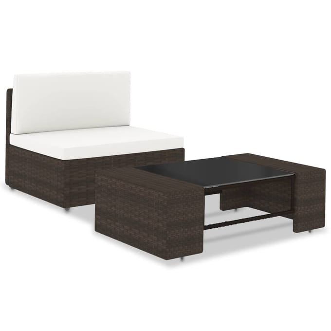 vidaXL - 2-delige - Loungeset - poly - rattan - bruin