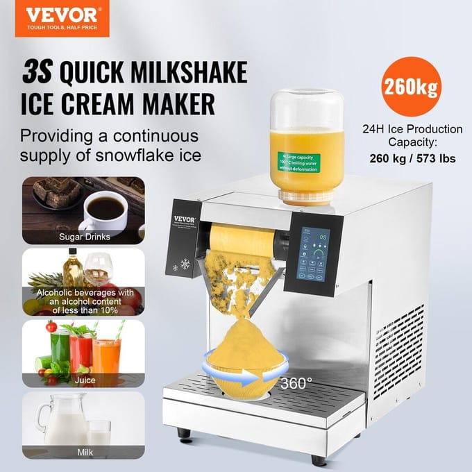 Commerciële Sneeuwijs Machine 573LBS/24H Roestvrij Staal voor IJs