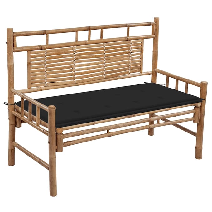 vidaXL - Tuinbank - met - kussen - 120 - cm - bamboe