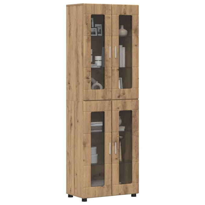 vidaXL - Highboard - FLORIN - 60 - x - 35 - x - 182 - cm - Artisan - Eiken - Bewerkt - hout
