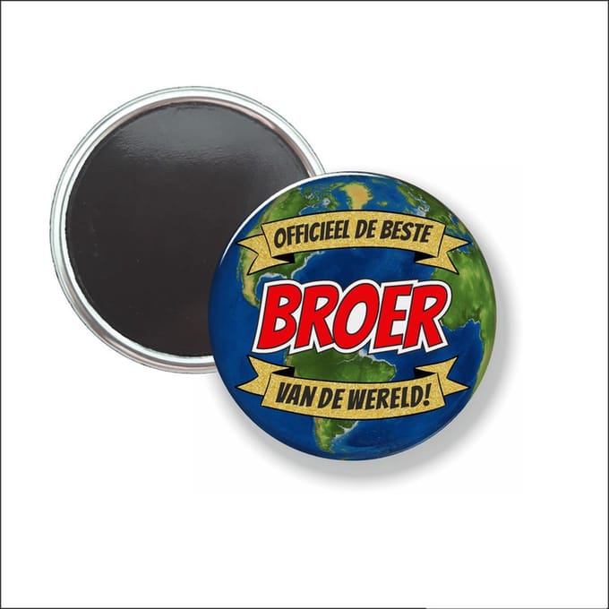 Button Met Magneet 58 MM - Officieel De Beste Broer Van De Wereld - NIET VOOR KLEDING