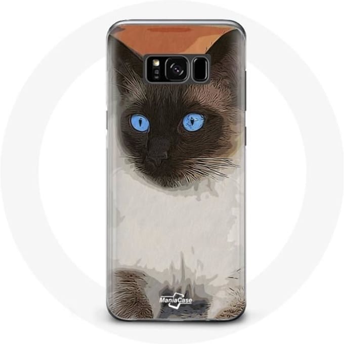 Coque pour Samsung Galaxy S8 Siamois Noir et blanc Yeux Bleus