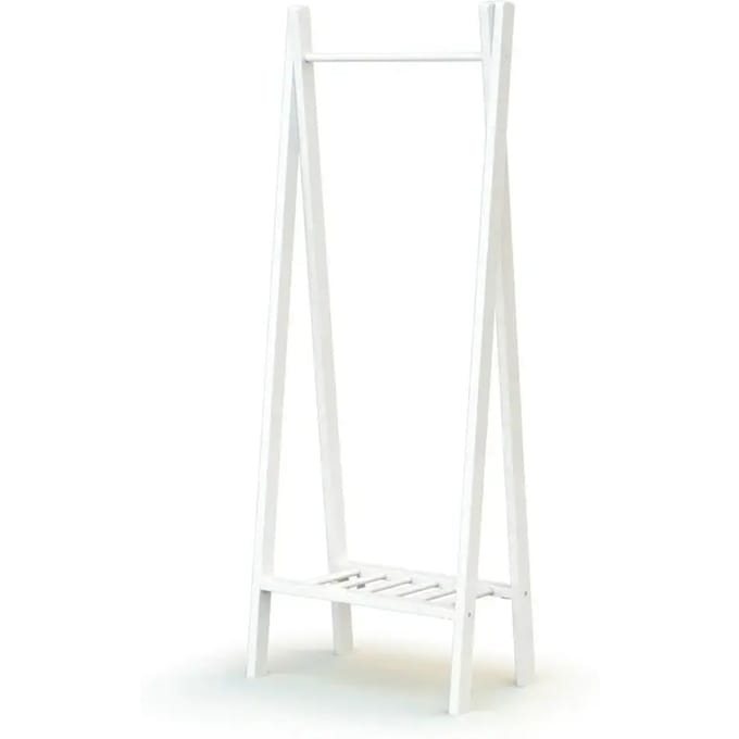 AT4 - Kinderkledingrek HOOKI in hout Wit 50 x 30 x 130 cm