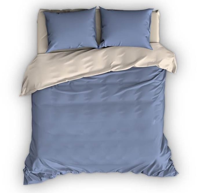 Satin d'Or Reverso Dekbedovertrek - Extra breed - 260x200/220 cm - Blue/Ivoor