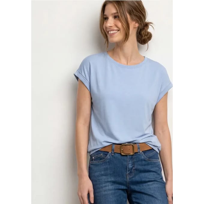 Shirt met boothals en decoratieve tape