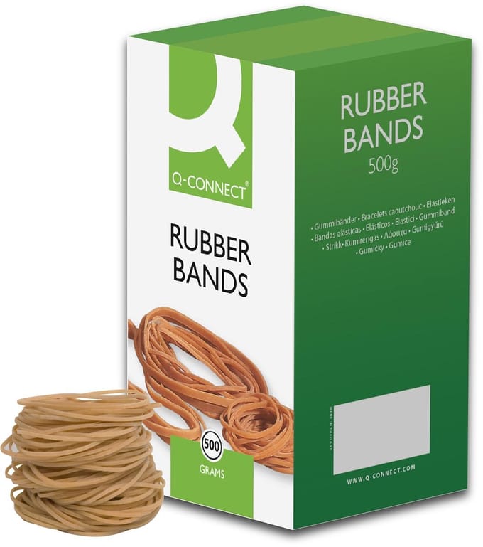 Q-CONNECT elastieken, breedte 1,5 mm, lengte 80 mm, nr 18, doos van 500 g